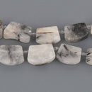 15mm-20mm Tourmalinated Quartz Saddle Gemstone Beads, 7.25" strand, gem0957