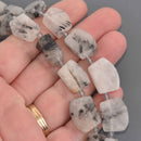 15mm-20mm Tourmalinated Quartz Saddle Gemstone Beads, 7.25" strand, gem0957