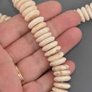 20mm White Magnesite Beads, Heishi Rondelle Gemstone, 8.25" strand, gem0961