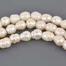 Large White Baroque Pearl Beads, 11mm to 12mm, 2mm hole, 6.25" strand, gem0962