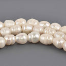 Large White Baroque Pearl Beads, 11mm to 12mm, 2mm hole, 6.25" strand, gem0962