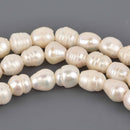 Large White Baroque Pearl Beads, 11mm to 12mm, 2mm hole, 6.25" strand, gem0962