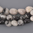 15mm-20mm Tourmalinated Quartz Pebble Gemstone Beads, 7.75" strand, gem0963