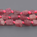 6mm-8mm Pink Tourmaline Nugget Gemstone Beads, 7.75" strand, gem0966