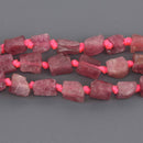 6mm-8mm Pink Tourmaline Nugget Gemstone Beads, 7.75" strand, gem0966