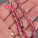 6mm-8mm Pink Tourmaline Nugget Gemstone Beads, 7.75" strand, gem0966