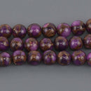 6mm Purple Rainbow Stone Round Gemstone Beads, 8" strand, gem0975