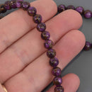 6mm Purple Rainbow Stone Round Gemstone Beads, 8" strand, gem0975