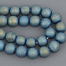 6mm Druzy Quartz Gemstone Beads, matte round smooth, 15.25" strand, gem0977