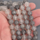 10mm Gray Quartz Gemstone Beads, round faceted, 15.5" strand, gem0978