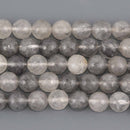 10mm Gray Quartz Gemstone Beads, round faceted, 15.5" strand, gem0978