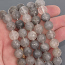 12mm Gray Quartz Gemstone Beads, round faceted, 15.25" strand, gem0979