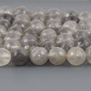 12mm Gray Quartz Gemstone Beads, round faceted, 15.25" strand, gem0979