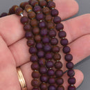 6mm Druzy Quartz Gemstone Beads, purple iris, matte round smooth, 15.25" strand, gem0983