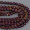 6mm Druzy Quartz Gemstone Beads, purple iris, matte round smooth, 15.25" strand, gem0983