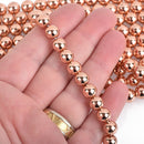 6.5mm ROSE GOLD Hematite Round Beads Gemstone full strand gem0986