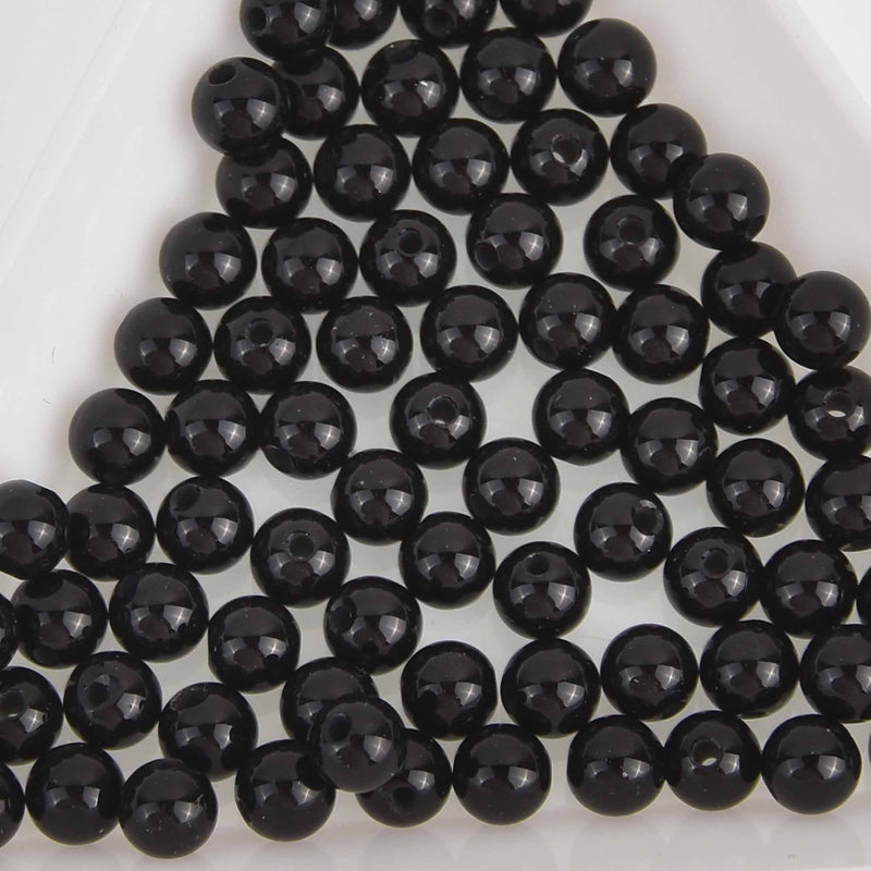 4mm Howlite Beads ROUND Ball JET BLACK full strand how0227