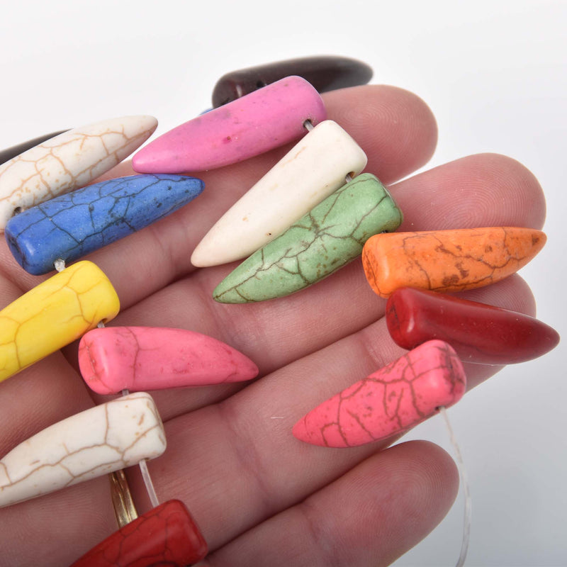 1 strand Howlite HORN Beads, mixed colors how0700