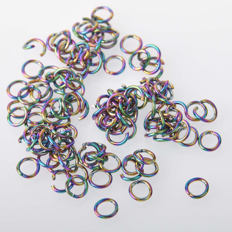 50 Rainbow Jump Rings, stainless steel, 5mm, 20 gauge wire  jum0268