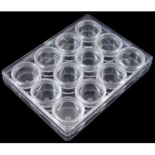 Bead Storage Box, 12 Round Bead Jars in Clear Acrylic Box with Lid, For Storing Small Parts, tol1435