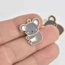 10 Koala Bear Charms, Enamel with Gold Plating, 22mm, chs7312