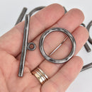 2 Sets Gunmetal Toggle Clasps, large hammered metal, fcl0405