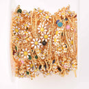Gold Daisy Chain, Rainbow Enamel Flowers, Anklet Chain, Bracelet Chain, fch1289a