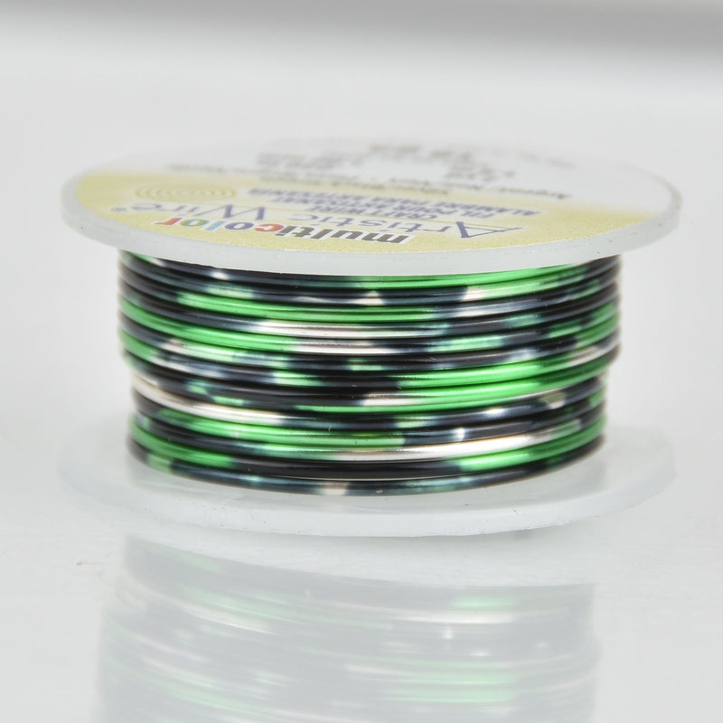 20ga Multicolor Craft Wire, Silver Black Green, Copper Base, 4 yds, wir0173