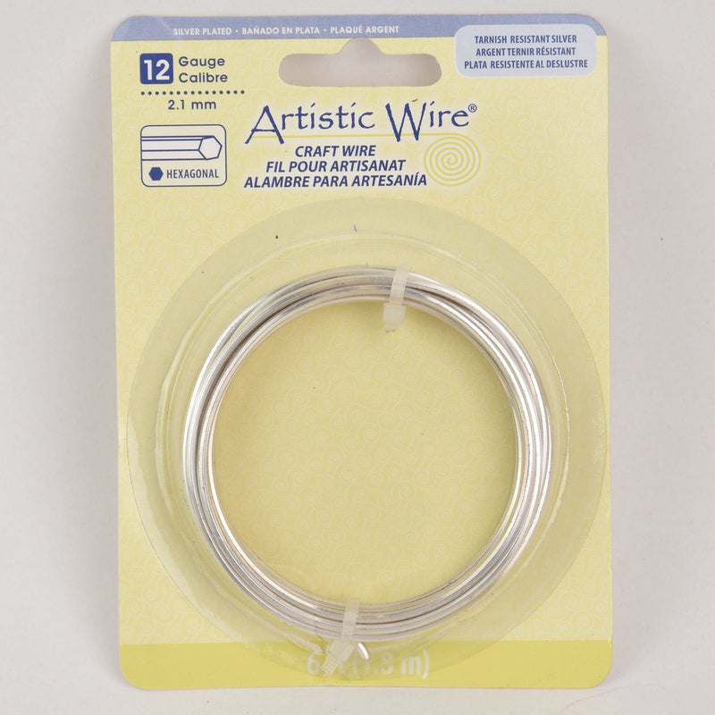Silver Hex Craft Wire, 12 gauge, 1/8" Dead Soft, wir0227
