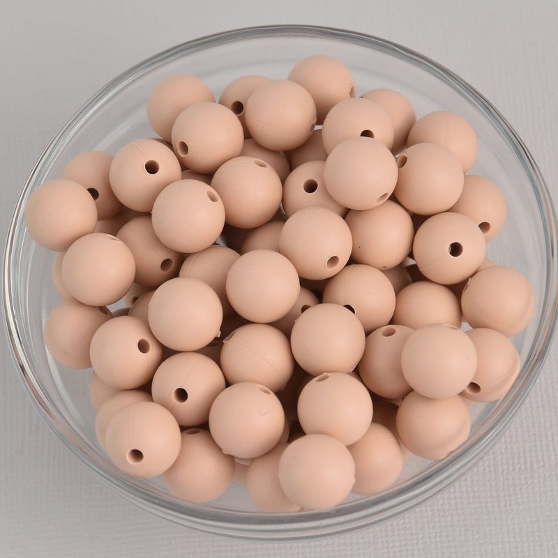 12mm Silicone Beads, Round Beige, x20 beads, bac0400