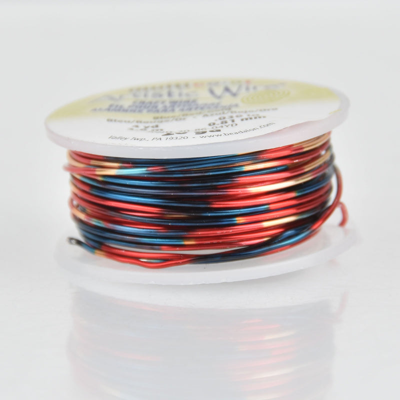 18ga Multicolor Craft Wire, Blue Red Gold, Copper Base, 2 yds, wir0172