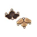 Paisley Ginko Seed Bead Connector Charms, Episkopi Pendant Settings Rose Gold, Silver, Bronze - 1 pair