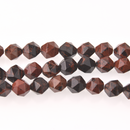 Mahogany Red Obsidian Half Strand, Star Cut Faceted 12mm Gemstone Beads, 8" long gem0825