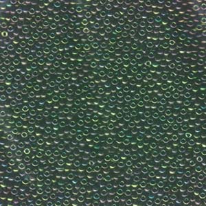 Size 15/0 Miyuki Round Seed Beads, Metallic Green Iris 15-9468, 8.2 grams, bsd0690
