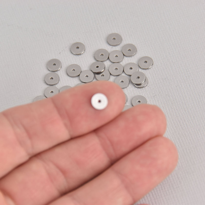 6mm STAINLESS STEEL Metal Rondelle Spacer Beads, 25 beads, bme0677