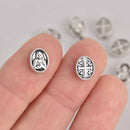 25 Silver Cross Beads, Metal Oval Spacer, 9mm, bme0705