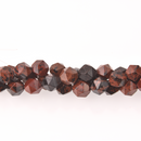 Mahogany Red Obsidian Half Strand, Star Cut Faceted 12mm Gemstone Beads, 8" long gem0825