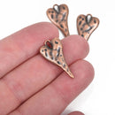 5 HEART Charm Pendants, hammered copper metal, stylized elongated heart, 27x14mm, 1-1/8" long chc0088