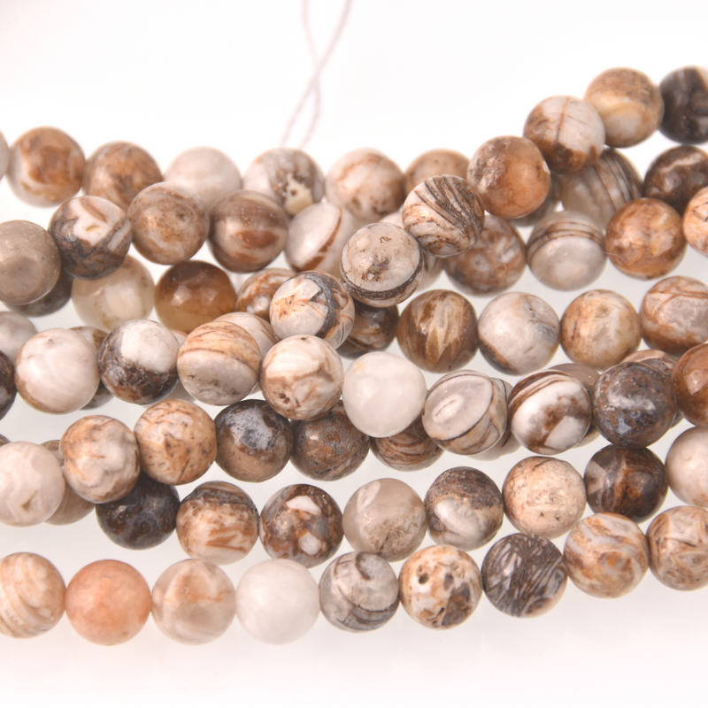 Petrified Wood Stone, 8mm Round Gemstone Beads, full strand, gem0838