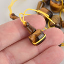 Tiger Eye Mala Beads, 3-hole Guru Beads, top and bottom piece, gem0638