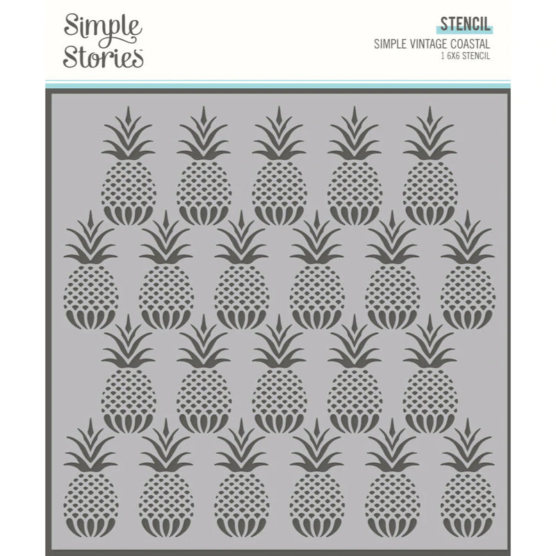 SIMPLE VINTAGE COASTAL 6X6 STENCIL-PINEAPPLES pap0141