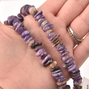 Purple Charoite Disc Beads, Half Strand Natural Gemstone Chip Beads, 8" long gem0821