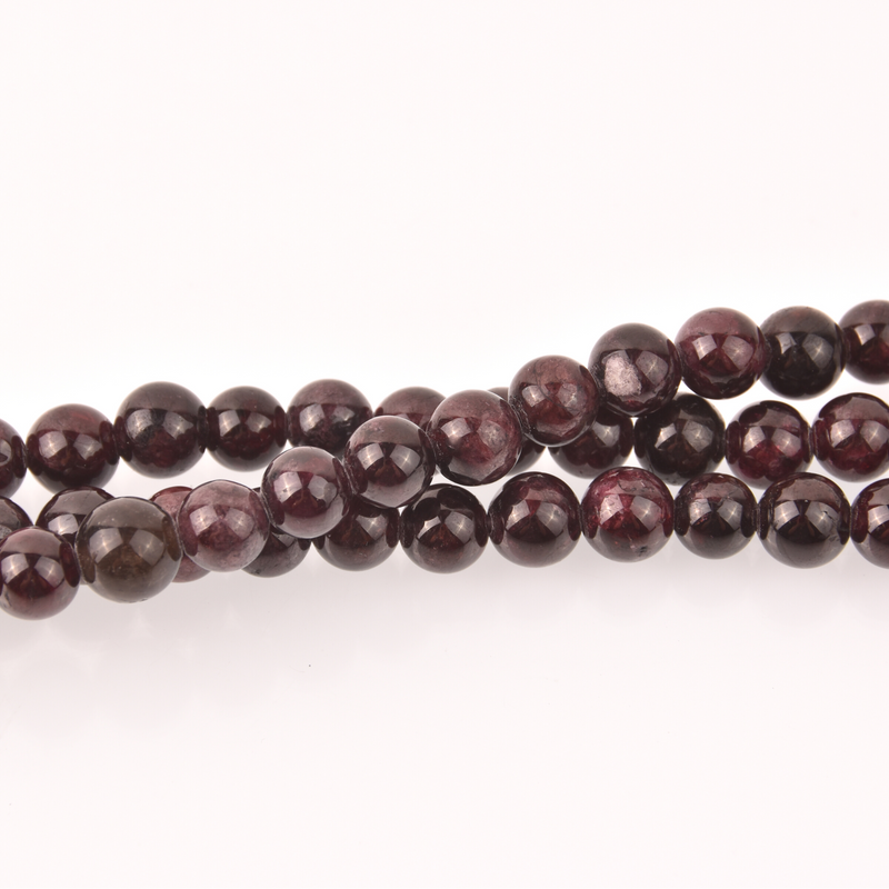 Dark Garnet Half Strand, Round Gemstone Beads, 8" long gem0826