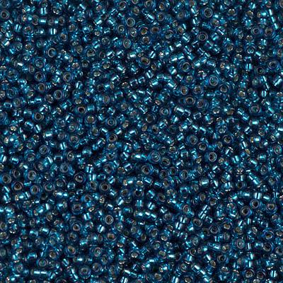 Size 15/0 Miyuki Round Seed Beads, Silver Lined Blue Zircon 15-91425, 8.2 grams, bsd0228