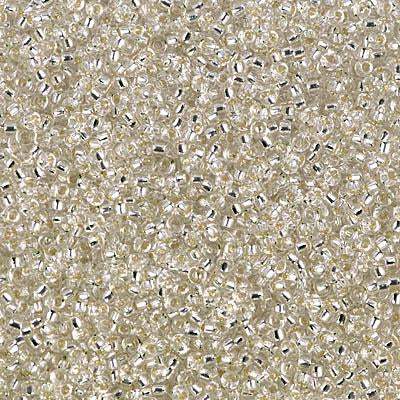 Size 15/0 Miyuki Round Seed Beads, Silver Lined Crystal 15-91, 8.2 grams, bsd0232