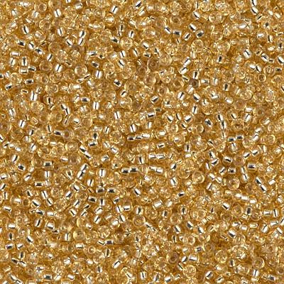 Size 15/0 Miyuki Round Seed Beads, Silver Lined Gold 15-93, 8.2 grams, bsd0248