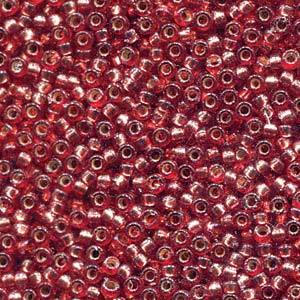 Size 15/0 Miyuki Round Seed Beads, Silver Lined Dyed Deep Rose 15-94270, 8.2 grams, bsd0638