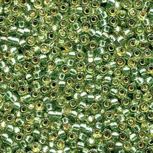 Size 15/0 Miyuki Round Seed Beads, Duracoat Silver Lined Dyed Green 15-94273, 8.2 grams, bsd0688