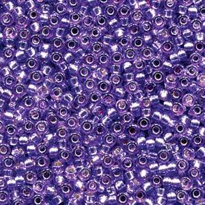 Size 15/0 Miyuki Round Seed Beads, Silver Lined Dyed Lavender 15-94278, 8.2 grams, bsd0675