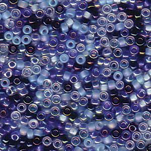 Size 15/0 Miyuki Round Seed Beads, Mix Blue Tones, 8.2 grams, bsd0600